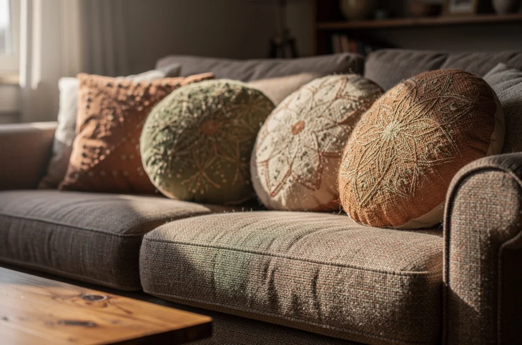Coussins ronds brodés : la touche artisanale à adopter dans votre intérieur