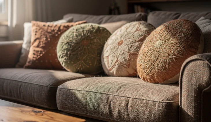 Coussins ronds brodés : la touche artisanale à adopter dans votre intérieur